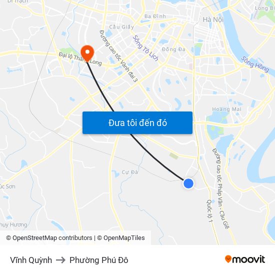 Vĩnh Quỳnh to Phường Phú Đô map
