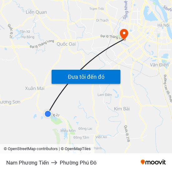 Nam Phương Tiến to Phường Phú Đô map