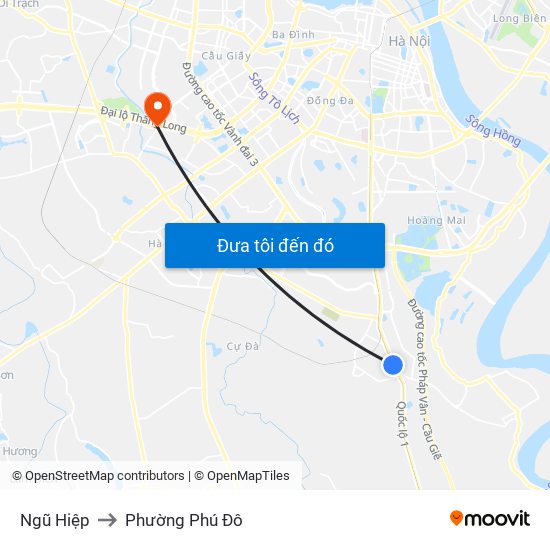 Ngũ Hiệp to Phường Phú Đô map