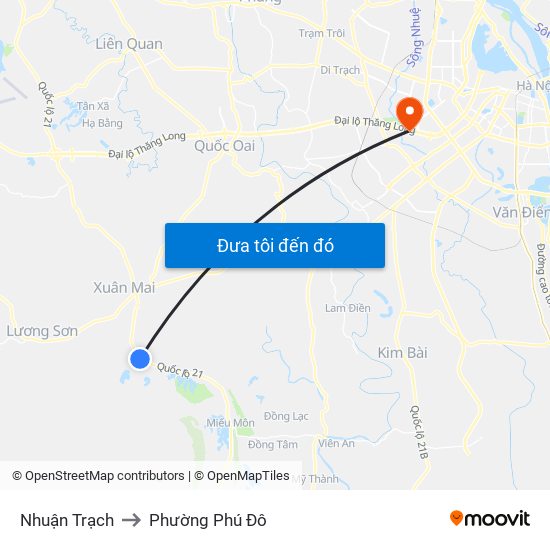 Nhuận Trạch to Phường Phú Đô map