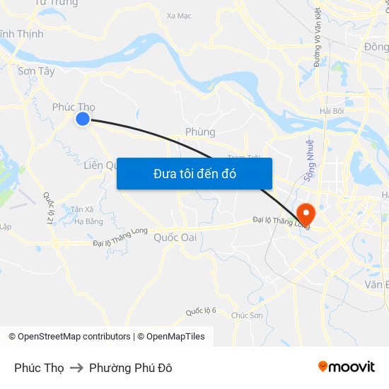 Phúc Thọ to Phường Phú Đô map