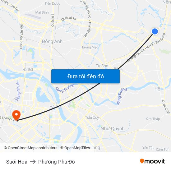 Suối Hoa to Phường Phú Đô map