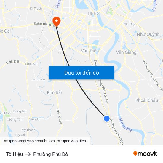 Tô Hiệu to Phường Phú Đô map