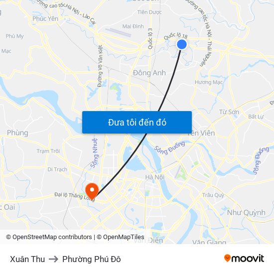 Xuân Thu to Phường Phú Đô map