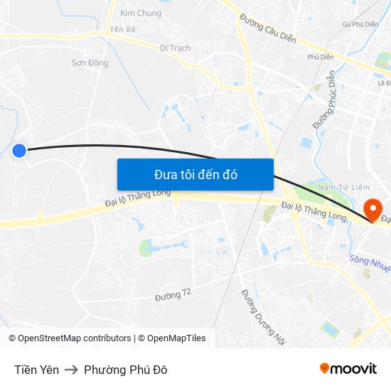 Tiền Yên to Phường Phú Đô map