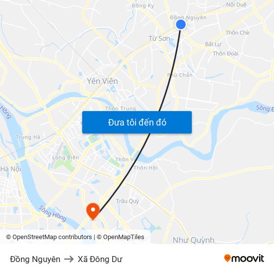 Đồng Nguyên to Xã Đông Dư map