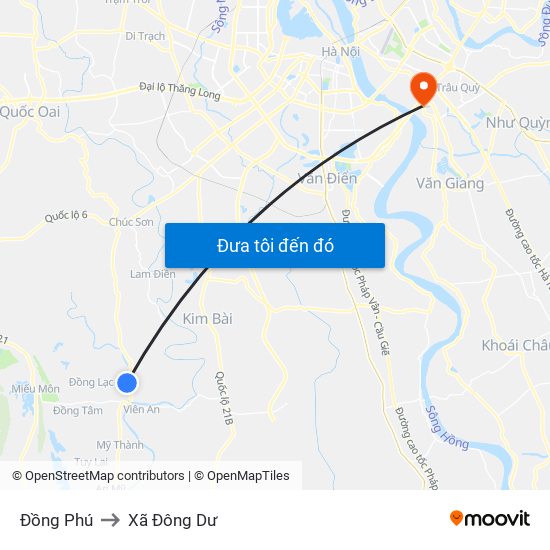 Đồng Phú to Xã Đông Dư map