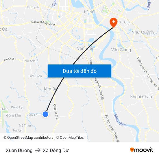 Xuân Dương to Xã Đông Dư map