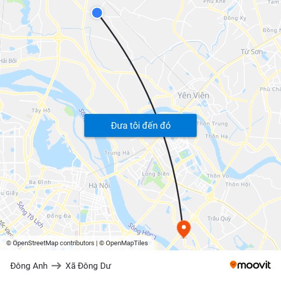 Đông Anh to Xã Đông Dư map