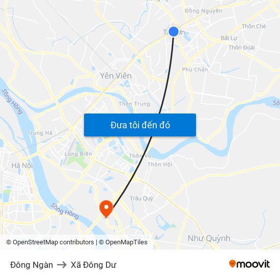 Đông Ngàn to Xã Đông Dư map