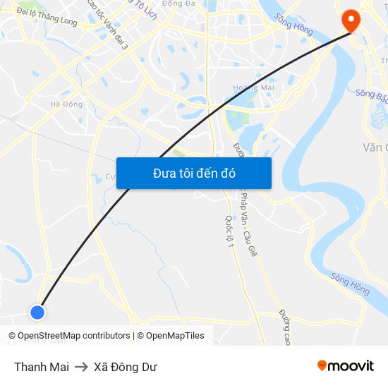 Thanh Mai to Xã Đông Dư map