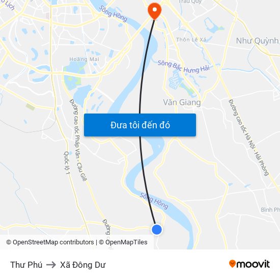 Thư Phú to Xã Đông Dư map