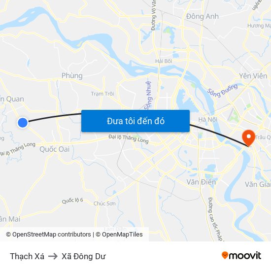 Thạch Xá to Xã Đông Dư map