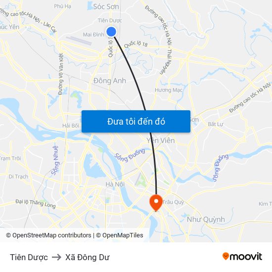 Tiên Dược to Xã Đông Dư map