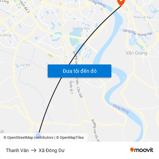 Thanh Văn to Xã Đông Dư map