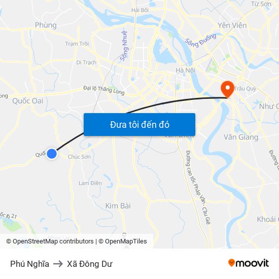 Phú Nghĩa to Xã Đông Dư map