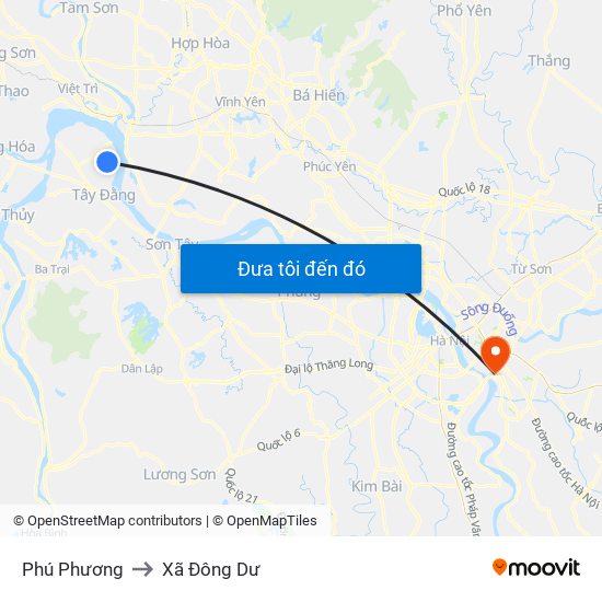 Phú Phương to Xã Đông Dư map