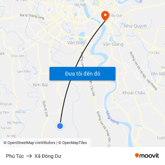 Phú Túc to Xã Đông Dư map