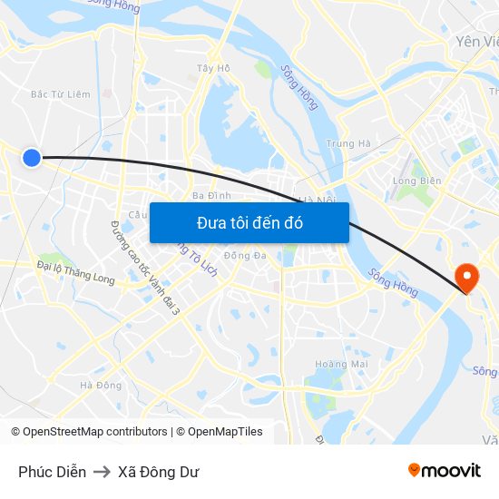 Phúc Diễn to Xã Đông Dư map