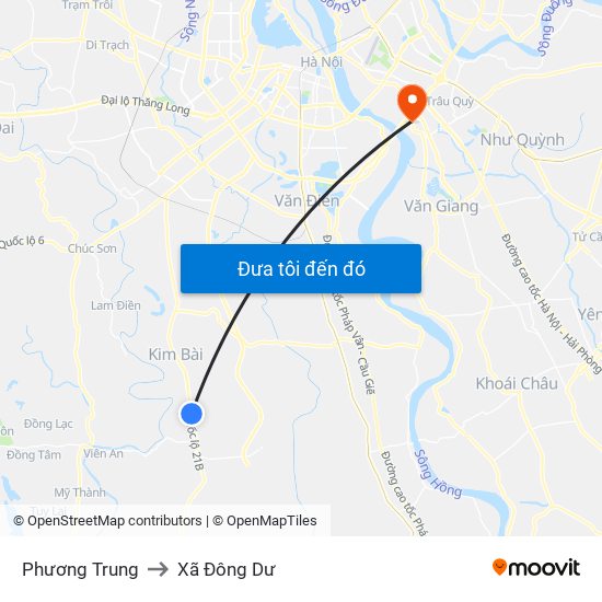 Phương Trung to Xã Đông Dư map