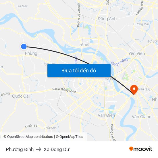 Phương Đình to Xã Đông Dư map