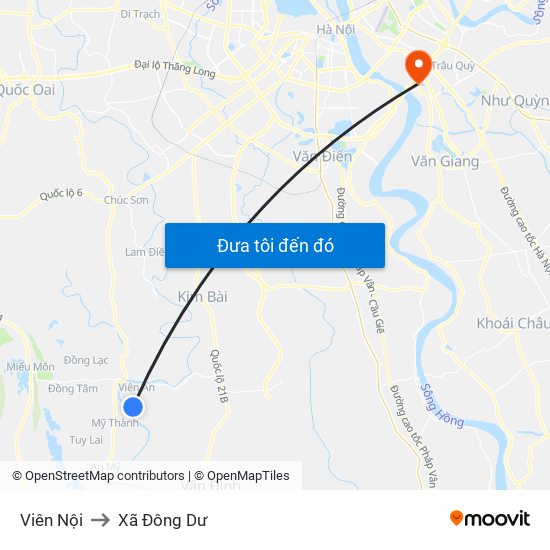 Viên Nội to Xã Đông Dư map