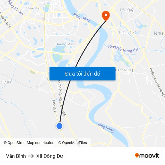 Văn Bình to Xã Đông Dư map
