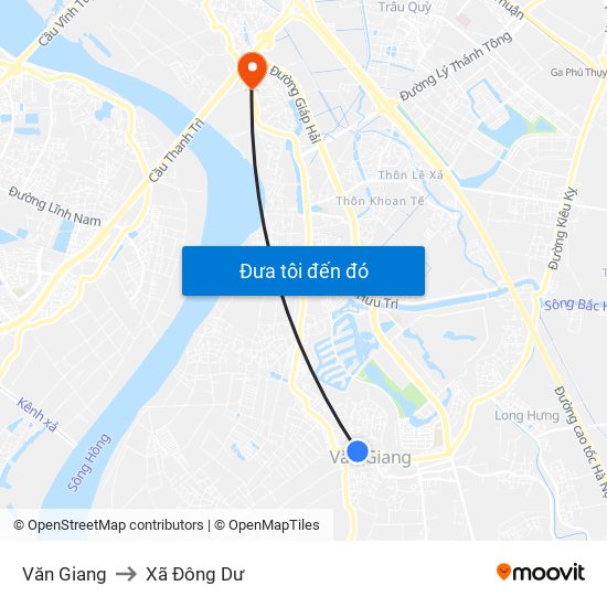 Văn Giang to Xã Đông Dư map