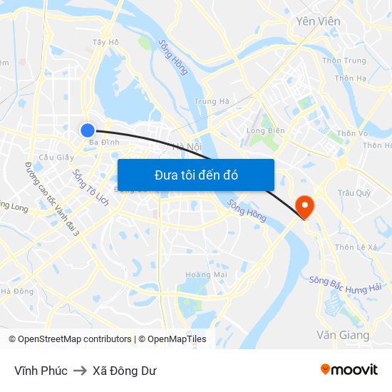 Vĩnh Phúc to Xã Đông Dư map
