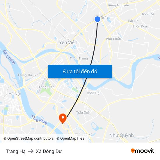 Trang Hạ to Xã Đông Dư map