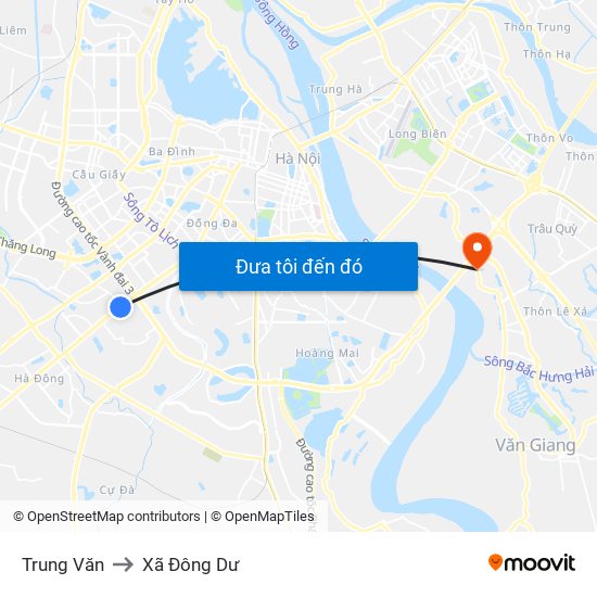 Trung Văn to Xã Đông Dư map