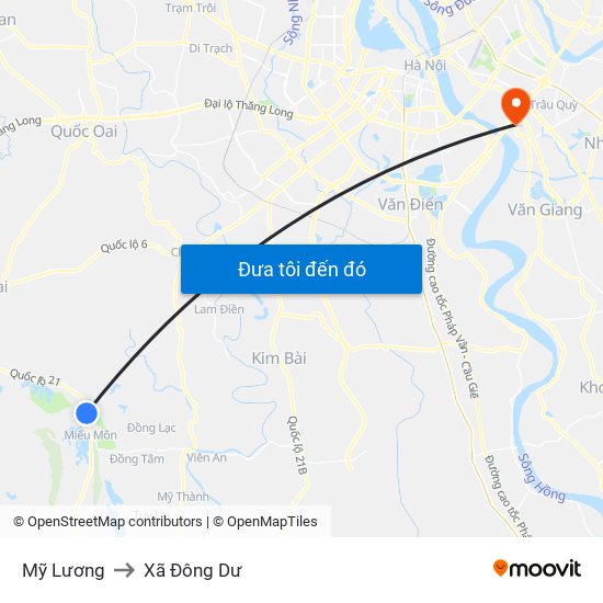 Mỹ Lương to Xã Đông Dư map