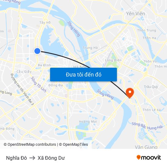 Nghĩa Đô to Xã Đông Dư map