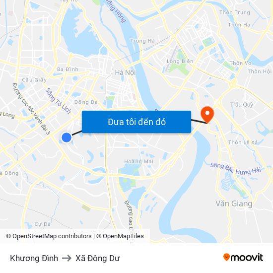 Khương Đình to Xã Đông Dư map