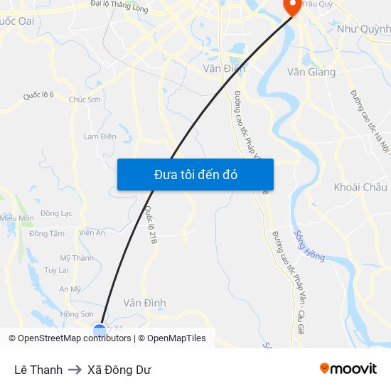 Lê Thanh to Xã Đông Dư map