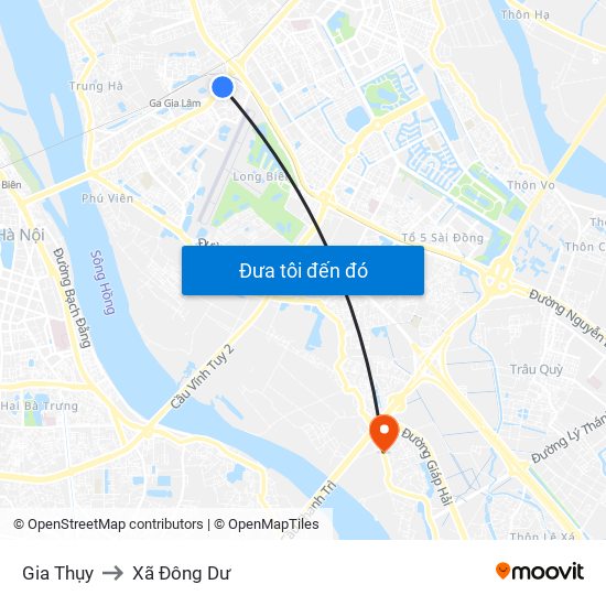 Gia Thụy to Xã Đông Dư map