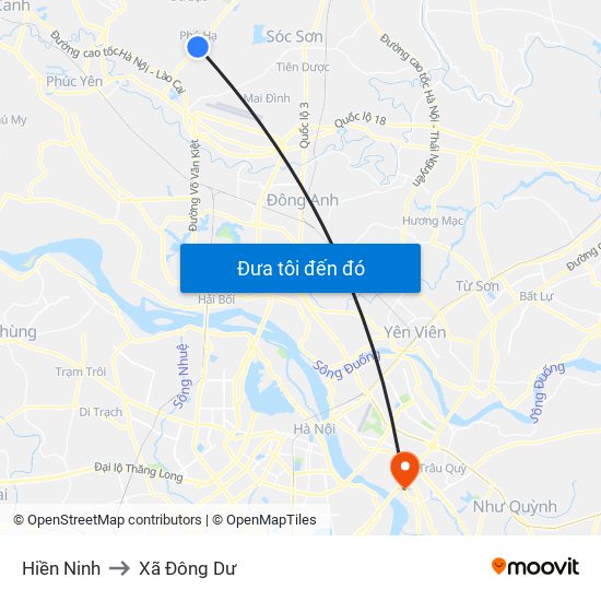 Hiền Ninh to Xã Đông Dư map