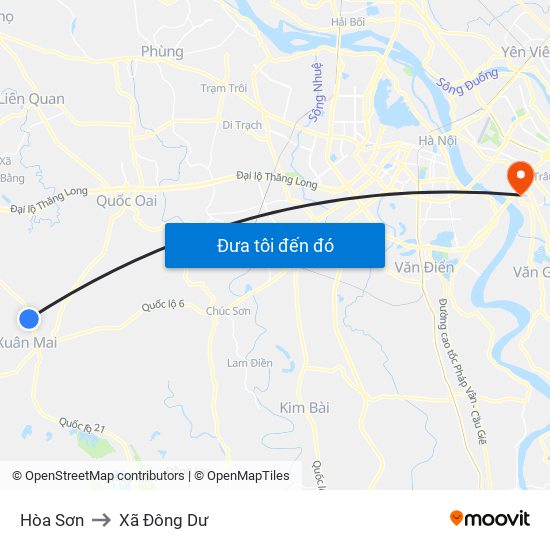 Hòa Sơn to Xã Đông Dư map