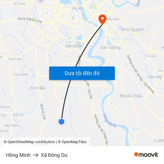 Hồng Minh to Xã Đông Dư map