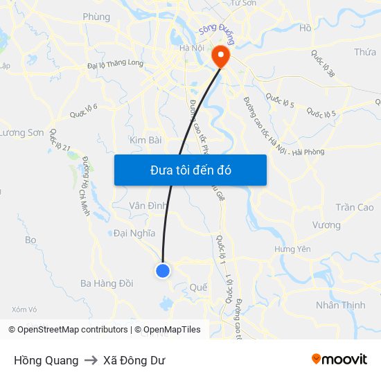 Hồng Quang to Xã Đông Dư map