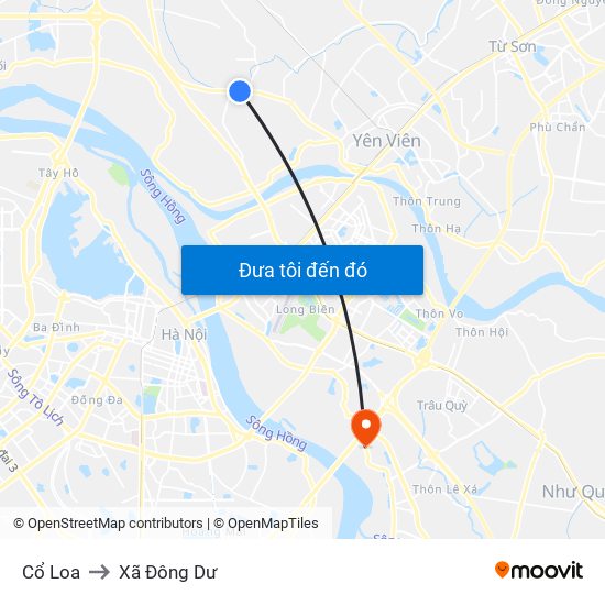 Cổ Loa to Xã Đông Dư map