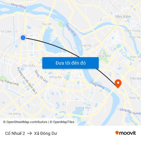 Cổ Nhuế 2 to Xã Đông Dư map