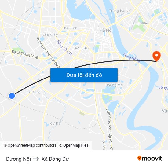 Dương Nội to Xã Đông Dư map