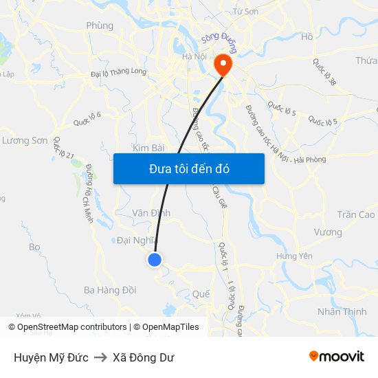 Huyện Mỹ Đức to Xã Đông Dư map