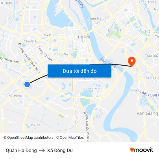 Quận Hà Đông to Xã Đông Dư map