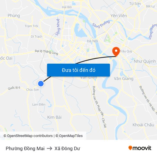 Phường Đồng Mai to Xã Đông Dư map