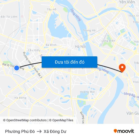 Phường Phú Đô to Xã Đông Dư map