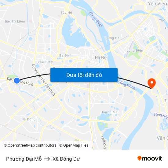 Phường Đại Mỗ to Xã Đông Dư map