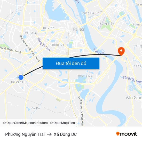 Phường Nguyễn Trãi to Xã Đông Dư map