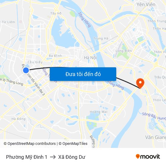 Phường Mỹ Đình 1 to Xã Đông Dư map